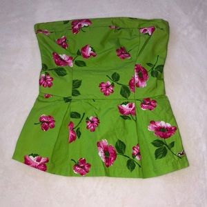 Hollister Peplum Floral Tube Top Size Medium